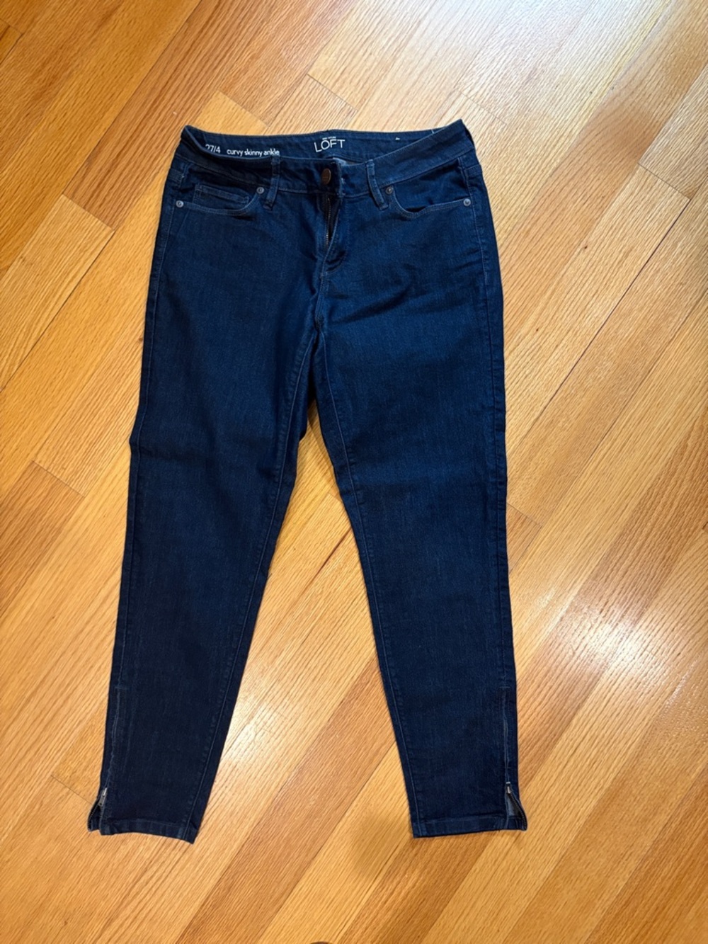 LOFT Dark Indigo Curvy Skinny Ankle Jeans
